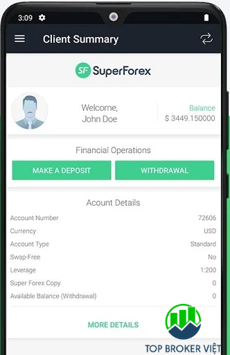 Ứng dụng Tủ giao dịch SuperForex